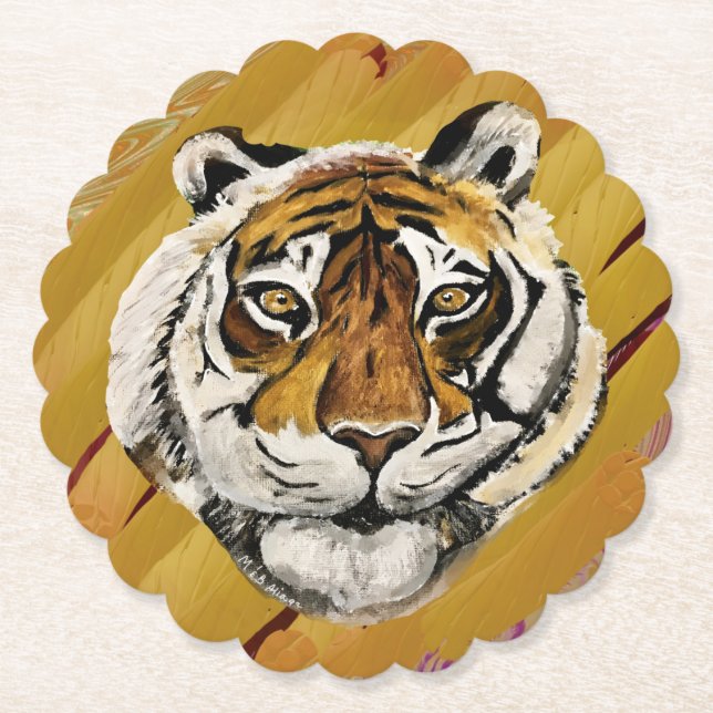 Konstnärliga Ansikte i tigermålning Underlägg Papper (Framsida)