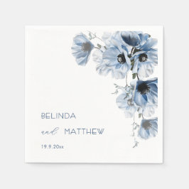 Konstnärliga Blå Blommor | Bröllop Pappersservett