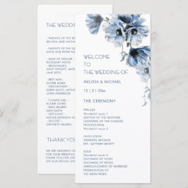 Konstnärliga Blå Blommor Bröllop Program