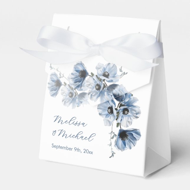 Konstnärliga Blå Blommor Vit Bröllop Presentaskar (Framsidan Sidan)