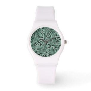 Konstnärliga blad Aqua Grå färgschema Armbandsur