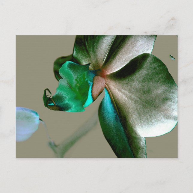 Konstnärliga blommor i blått, Grönt och Grått-tone Vykort (Framsida)