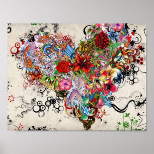 Konstnärliga blommor poster