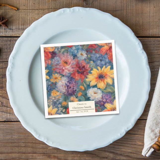 Konstnärliga blommor Vintage Blommigt Pension Part Pappersservett (Artistic Blooms Vintage Floral Retirement Party Napkins)