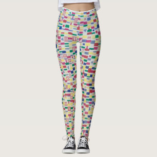 Konstnärliga designad titrar, fullt, lycklig fär leggings