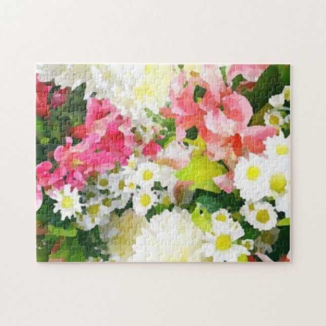 Konstnärliga färgade målarblommor pussel (Horisontell)