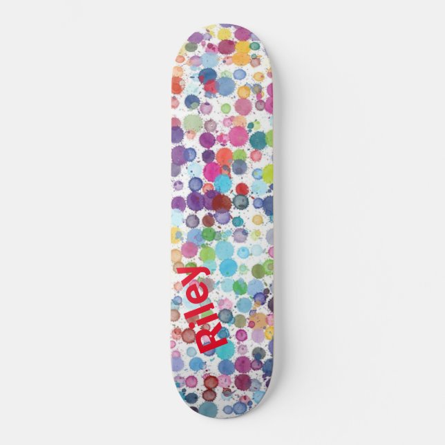Konstnärliga färger - plattare färgstarka mini skateboard bräda 18,5 cm (Framsida)