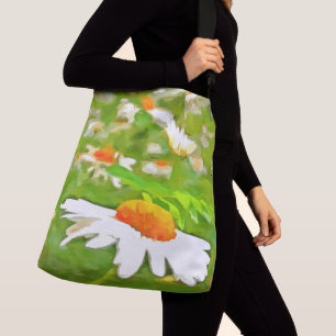Konstnärliga, färgstarka vita Daisy v5 Axelväska