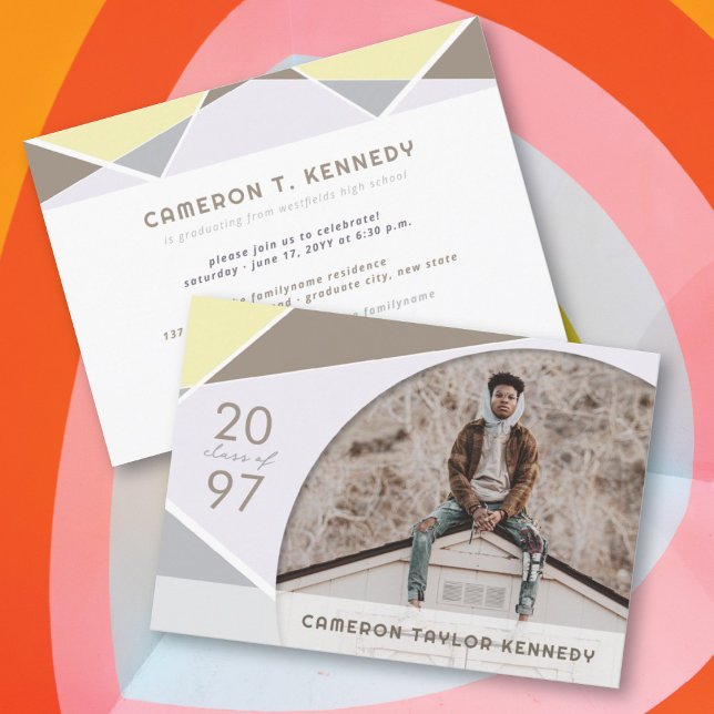 Konstnärliga Geo Färgblock Foto Examen Fest Inbjudningar (Skapare uppladdad)