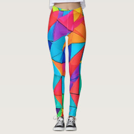 Konstnärliga Geometric Färg-block Leggings