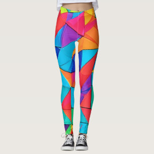 Konstnärliga Geometric Färg-block Leggings
