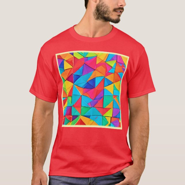 Konstnärliga Geometric Färg-block T Shirt (Framsida)