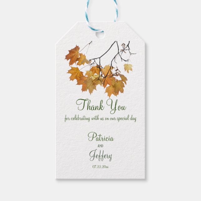 Konstnärliga Höst löv Bröllop Gift-Märkre Presentetikett (Framsidan)