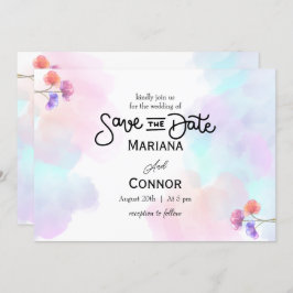 Konstnärliga inbjudningar till Rosa och blåbröllop