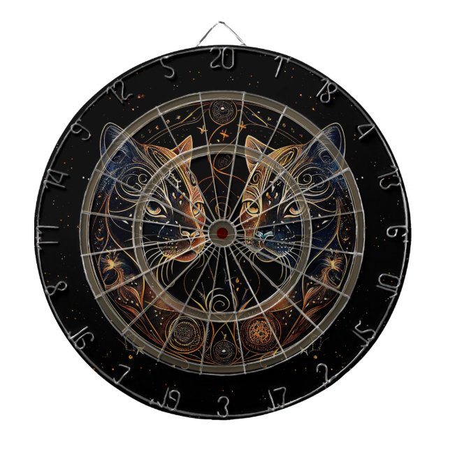 Konstnärliga Kattdjur i cirkel 2-katter Darttavla (Framsidan)