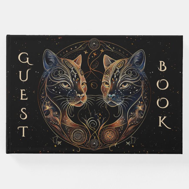 Konstnärliga Kattdjur i cirkel 2-katter Gästböcker (Framsida)