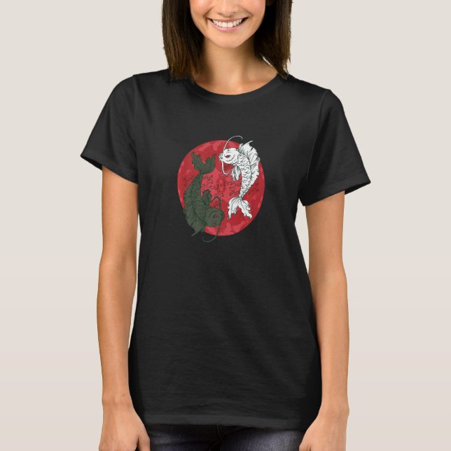 Konstnärliga Koi Japanska Fiskar T Shirt (Framsida)