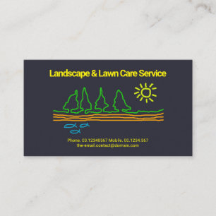Konstnärliga landskap Träd Sol Doodle Garden Ser Visitkort