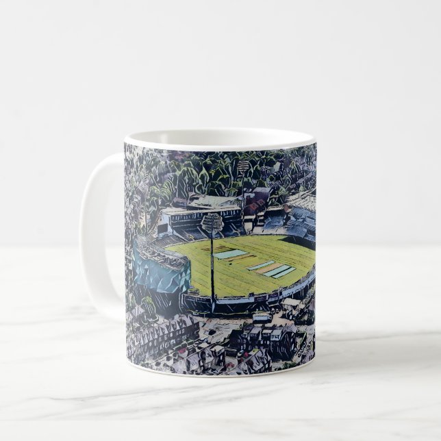 Konstnärliga Leeds Cricket Stadium, Yorkshire Kaffemugg (Framsida vänster)
