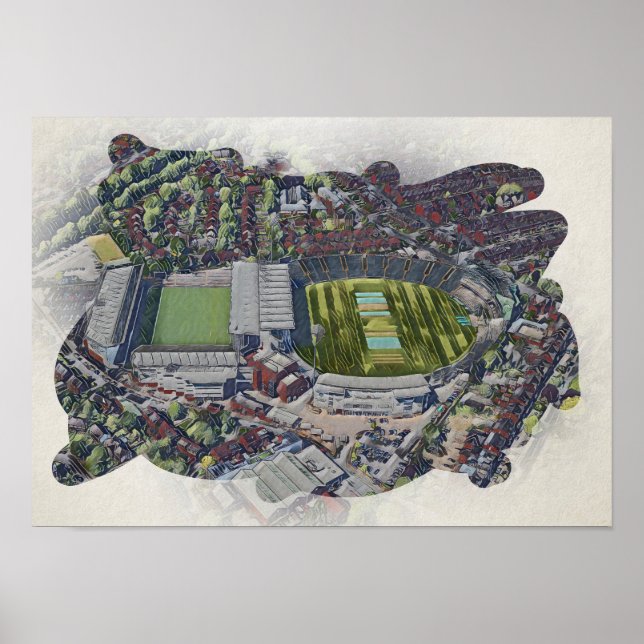 Konstnärliga Leeds Cricket Stadium, Yorkshire Poster (Framsidan)