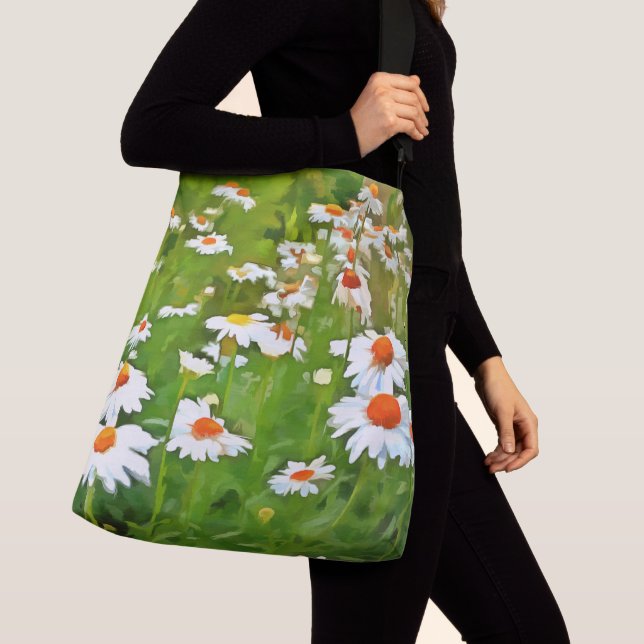 Konstnärliga, ljusa och färgstarka vita Daisy Axelväska (Närbild)