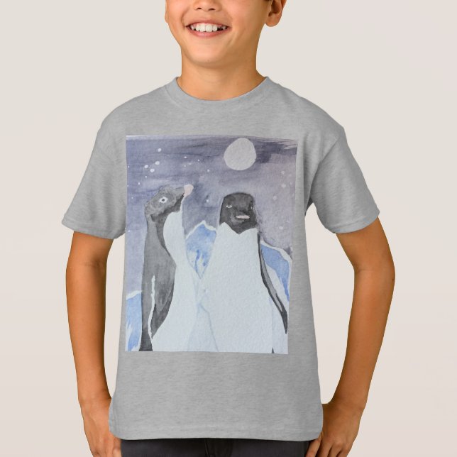 Konstnärliga Natt Adelie Penguins T Shirt (Framsida)