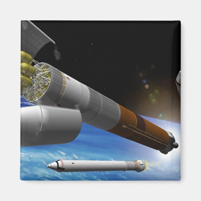 Konstnärliga överlämnanden av en tungt hiss-rakete magnet (Framsidan)