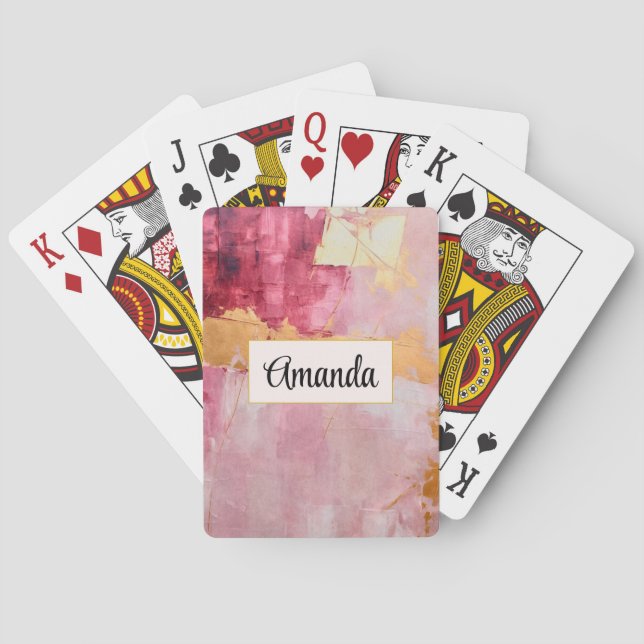 Konstnärliga penseldrag Guld och Rosa Casinokort (Baksidan)