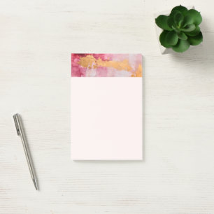 Konstnärliga penseldrag Guld och Rosa Post-it Block