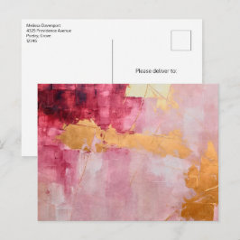 Konstnärliga penseldrag Guld och Rosa Vykort