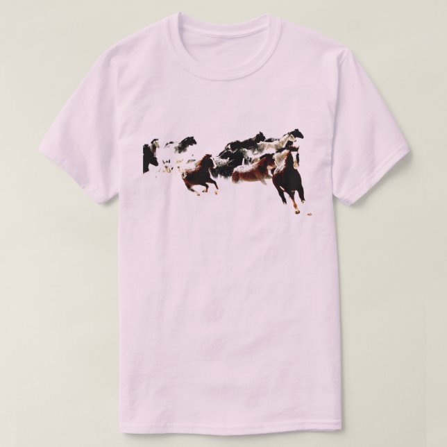 Konstnärliga pigga travande hästar tee (Design framsida)