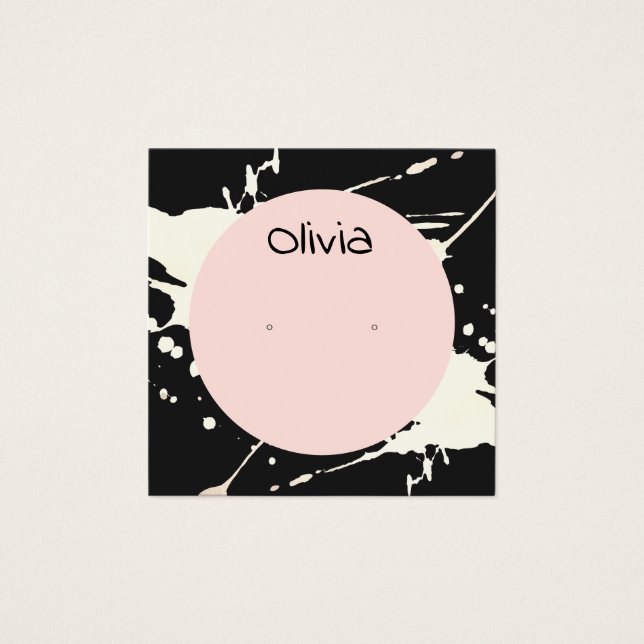 Konstnärliga plattor Stud Earring Visning Card Fyrkantigt Visitkort (Framsida)