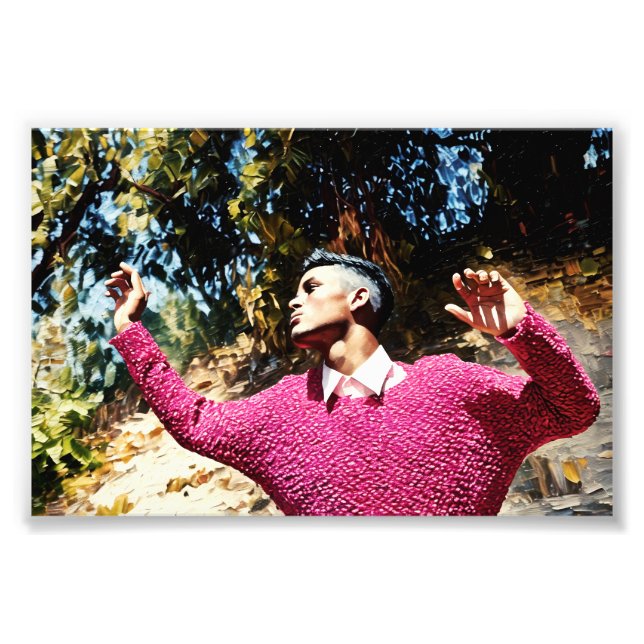 Konstnärliga Porträtt i människan i Vibrant Rosa S Fototryck (Framsidan)