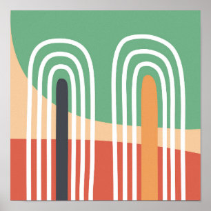 Konstnärliga regnbåge teckning, boho art poster