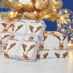 Konstnärliga Rudolph Reindeer God jul Presentpapper<br><div class="desc">Konstnärlig rudolf med rött,  nosat rendeformat i guld,  brunt,  rött och svart tryckt på kort och presentpapper.</div>