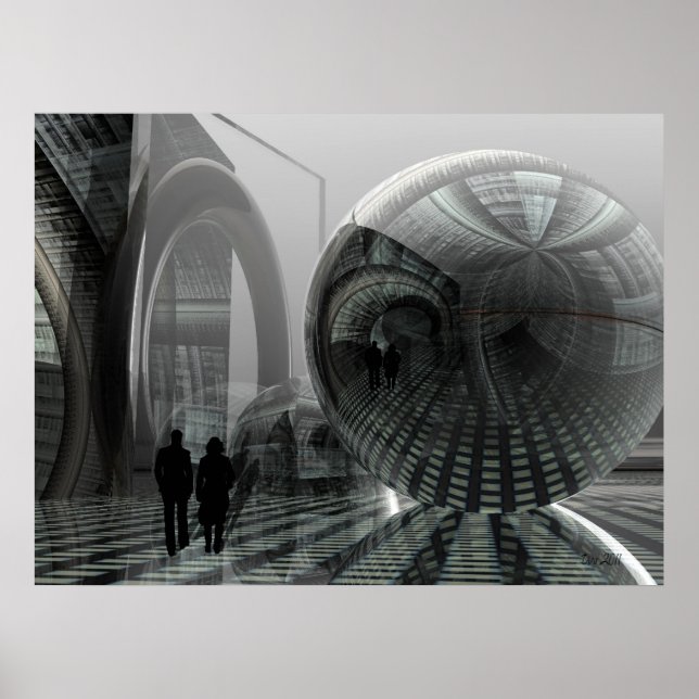 Konstnärliga sci-fi poster "Walking in an alien wo (Framsidan)