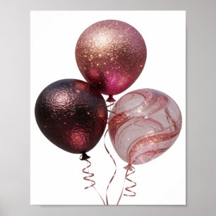 Konstnärliga Silver GLITTERIGA BALLONGER Poster