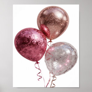 Konstnärliga Silver GLITTRIGA BALLONGER v2 Poster
