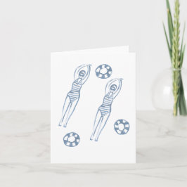 Konstnärliga Snychro Swimmers Blue Illustration Inbjudan