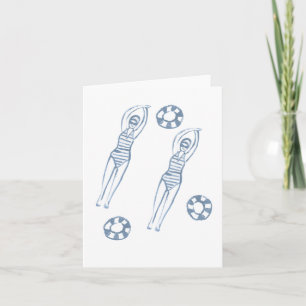 Konstnärliga Snychro Swimmers Blue Illustration Inbjudan