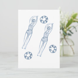 Konstnärliga Snychro Swimmers Blue Illustration Inbjudningar