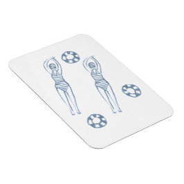 Konstnärliga Snychro Swimmers Blue Illustration Magnet
