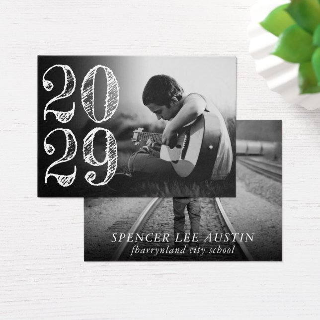 Konstnärliga Studenten | Enkelt 2 fotomeddelande Visitkort (Skivbord)