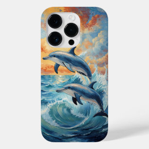 Konstnärliga två halvmånsdelfiner Sunset Ocean