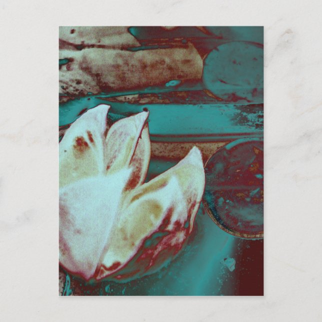 Konstnärliga Vatten Lilly i rött och blått Vykort (Framsida)