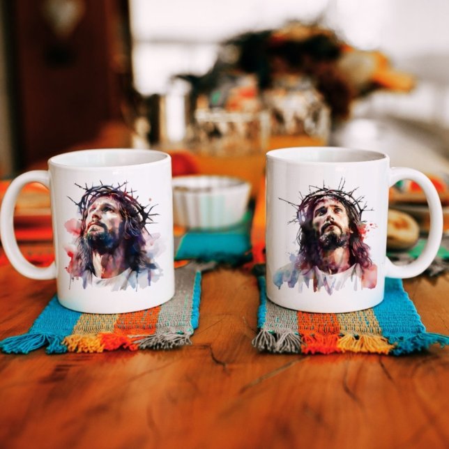 Konstnärliga vattenfärger Christian Jesus Kristus Kaffemugg (Skapare uppladdad)