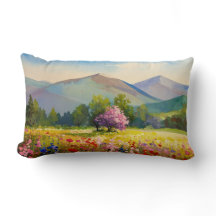 Konstnärliga vattenfärgsberg liggande vilda blommo