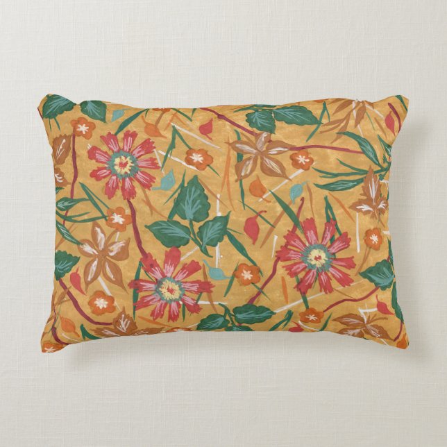 Konstnärliga vattenfärgsblommor: Färg bakgrund. Prydnadskudde (Framsidan)