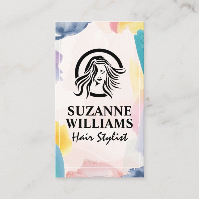 Konstnärliga vattenfärgspensellinjer tidsbeställning kort (Framsida)