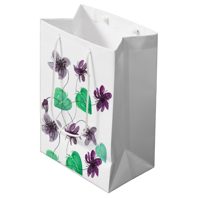 Konstnärliga Vilda Violer Blommor Akvarell (Framsidan Vinklad)